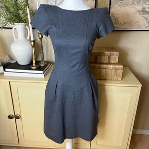 TED BAKER Kyley Gray Wool Dress Size 0 Structure‎ Career